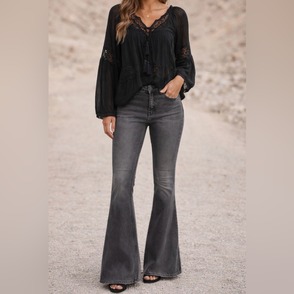Free People Flared Pull on Jeans in Gray size 25